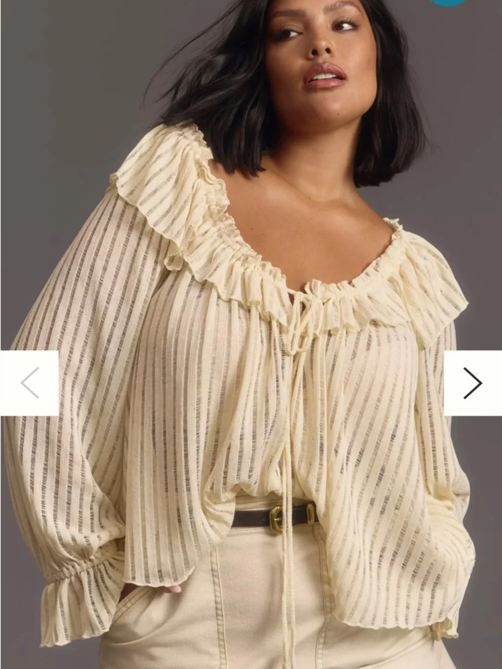Anthropologie Cream Ruffle Off-Shoulder Peasant Blouse